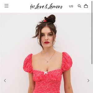 For Love & Lemons Antonia Linen Floral Mini Dress - Size Small